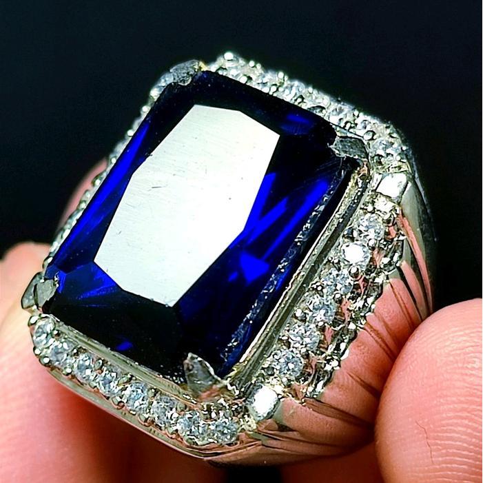 CINCIN PRIA CUSTOM ROYAL BLUE KING SAPHIRE ASLI - size 6
