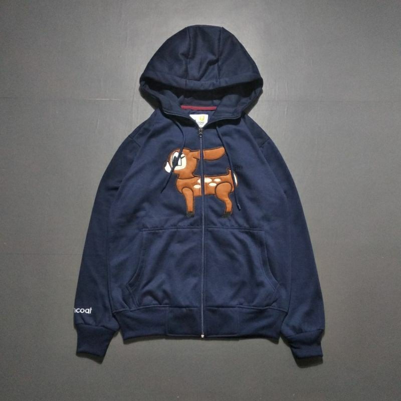 Jaket Hoodie Zipper Pancoat Kancil Fleece Navy