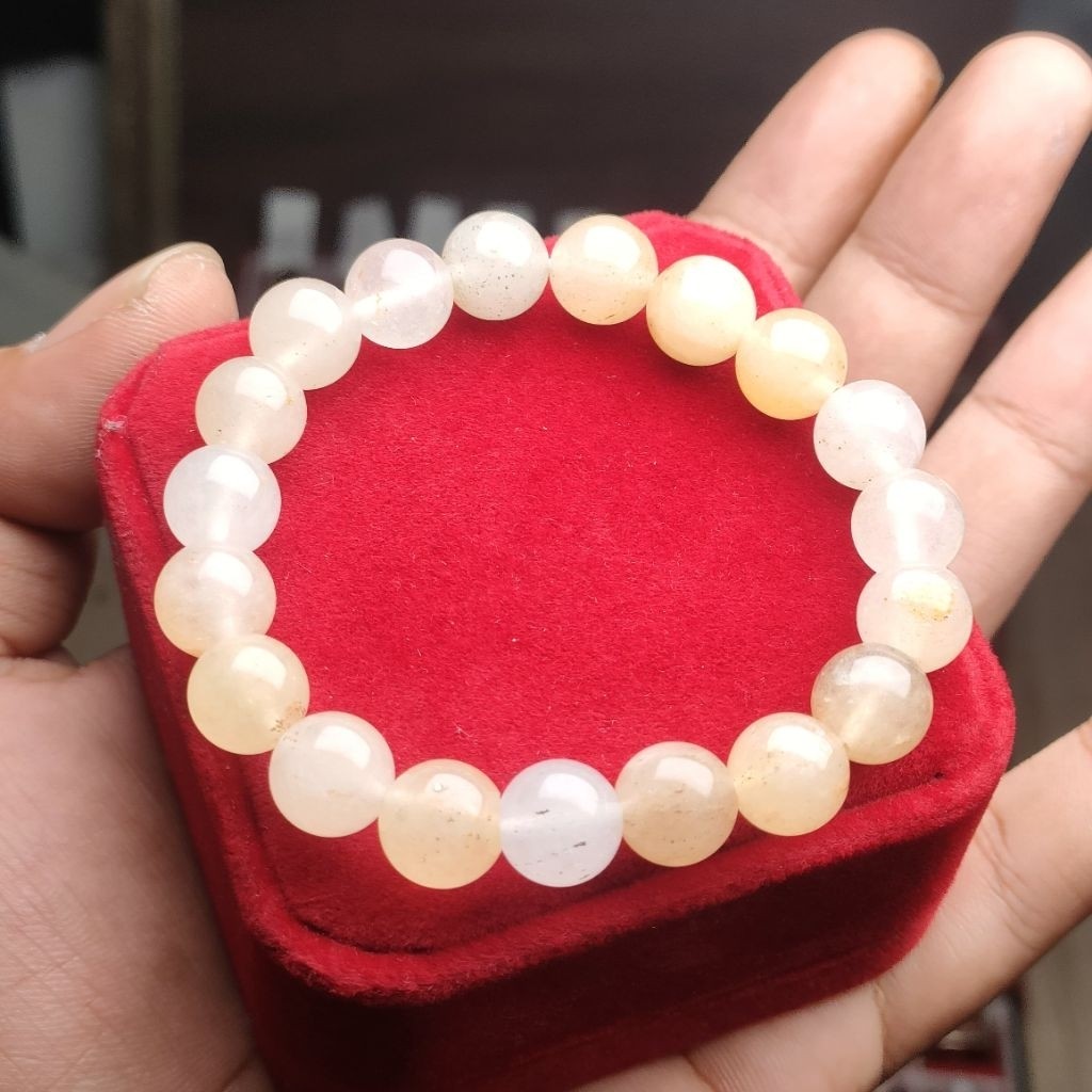 Gelang Batu Manik Gajah Putih Madu Asli Natural permata