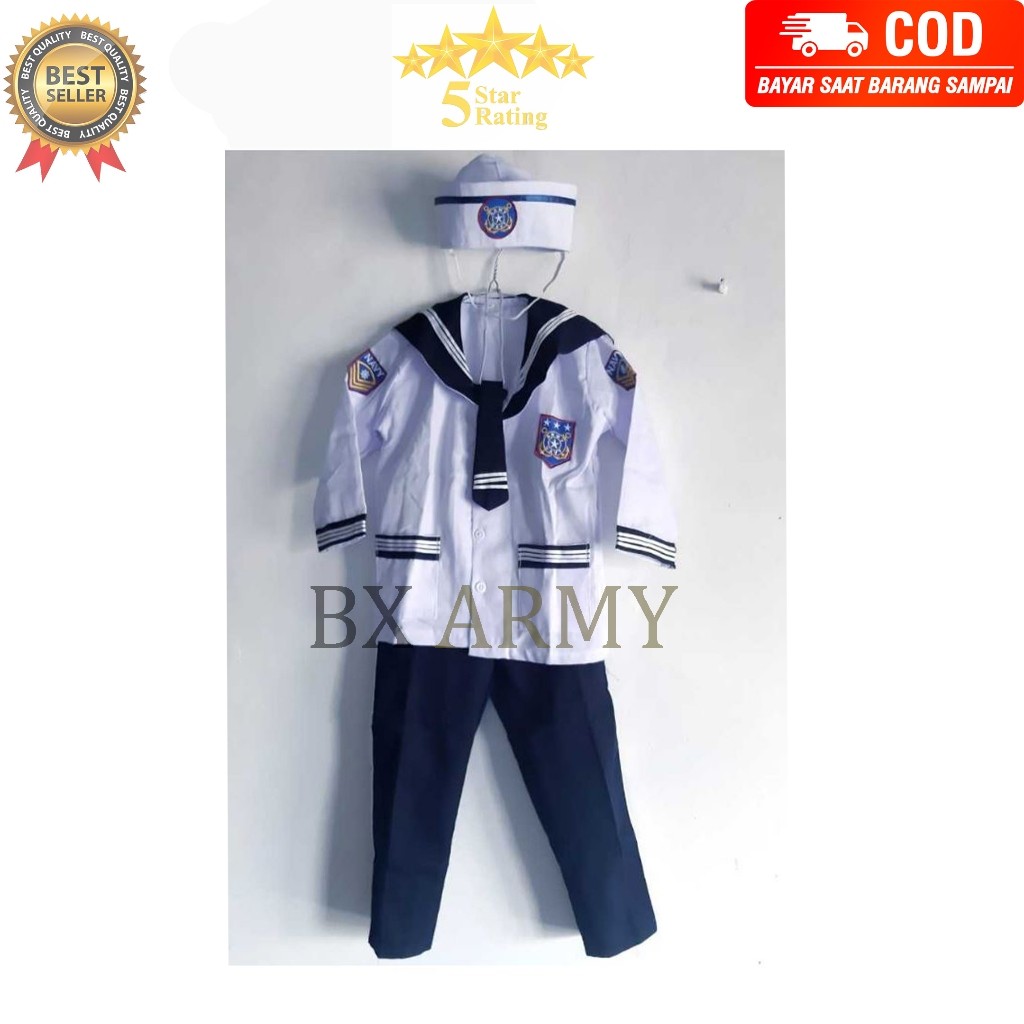 ZARISHOP.ID Baju Seragam   profesi  Pelaut Anak TK | Kostum Popaye Anak seragam pelaut ANAK Berkuali