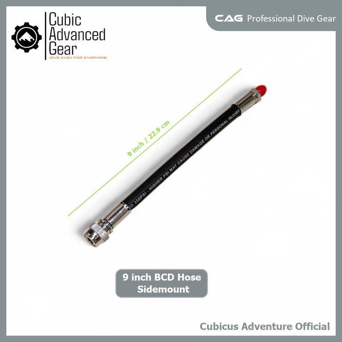 BCD Inflator Low Pressure Hose - Replacement for Scuba Diving BCD - 9" Rubber (CAG)