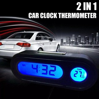 Led Biru Dengan Jam Digital Termometer Dashboard Mobil Menyala