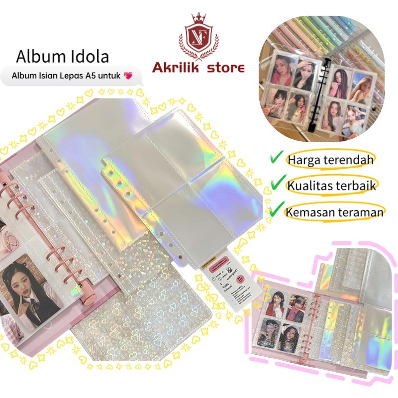 10pcs Photo Sleeve 1P 2P 4P Photo Card A5 untuk Binder 6 Ring Photo Card PC / MPC isi 5pcs 10pcso