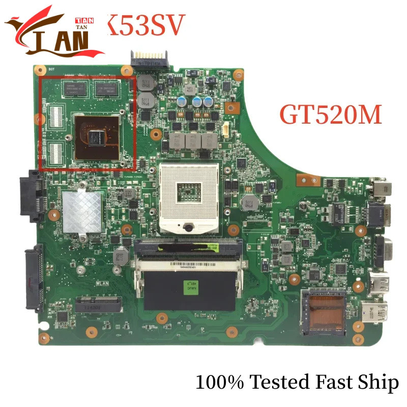 For ASUS K53SV REV 3.1 Motherboard With GT520M DDR3 Mainboard 100% Tested Fast Ship TT