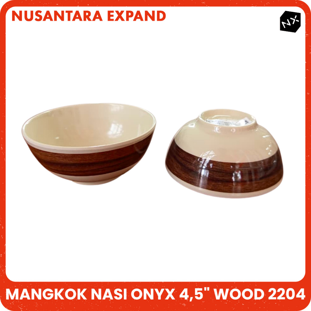 Onyx Mangkok Nasi Kecil 4,5 inch Melamin 2204 Motif Wood Bisa Cod