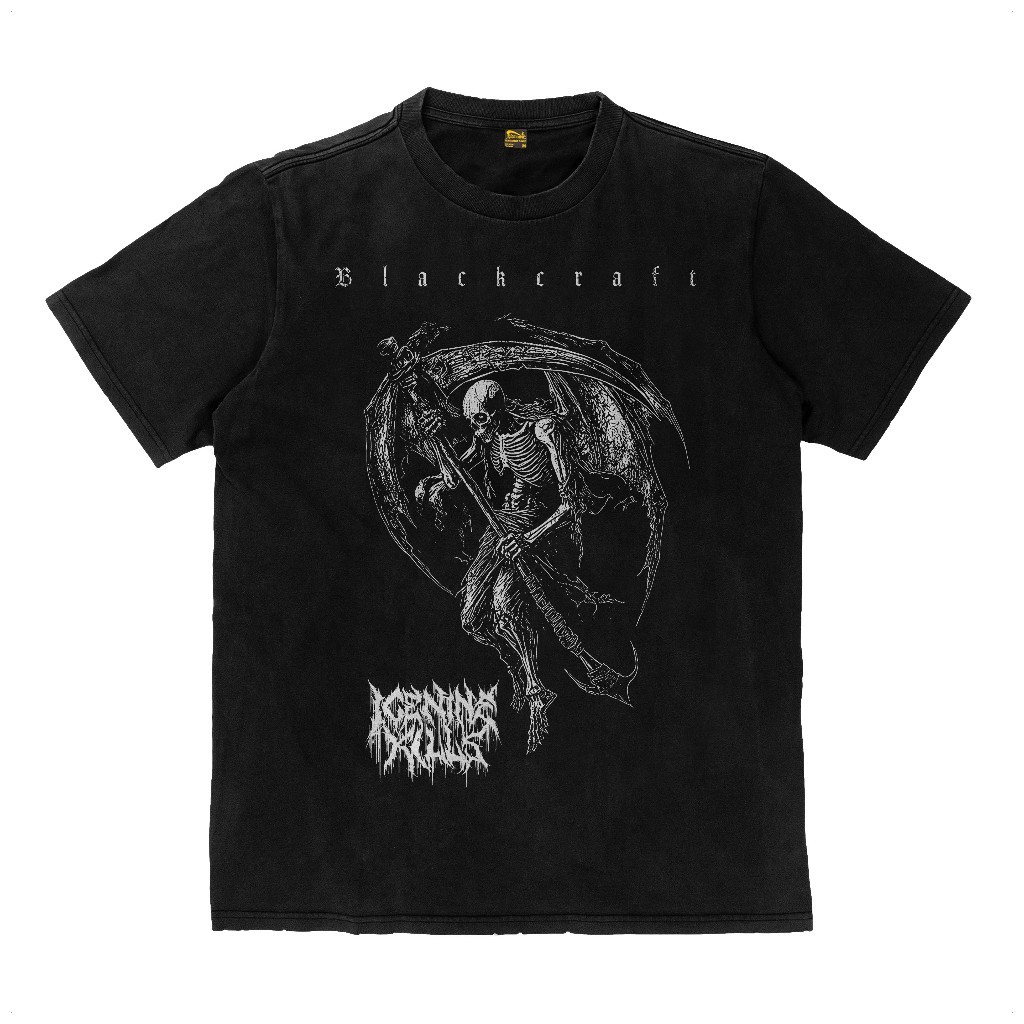 (COD) Kaos Ice Nine Kills x Blackcraft Reaper Metalcore Heavy Metal Kaos Tebal Flexinc 16s Heavyweig