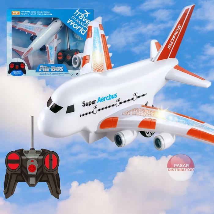 Mainan Pesawat Remote Control Anak Airbus Besar RC Plane Lampu Musik Bisa Jalan
