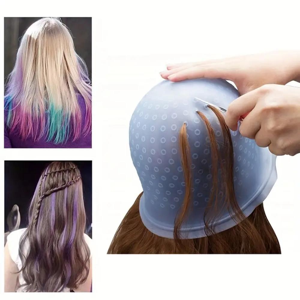 NL Topi Highlight Semir Rambut Penutup Kepala Salon Coloring Bleaching Hair Cap Bahan Silikon Fleksi