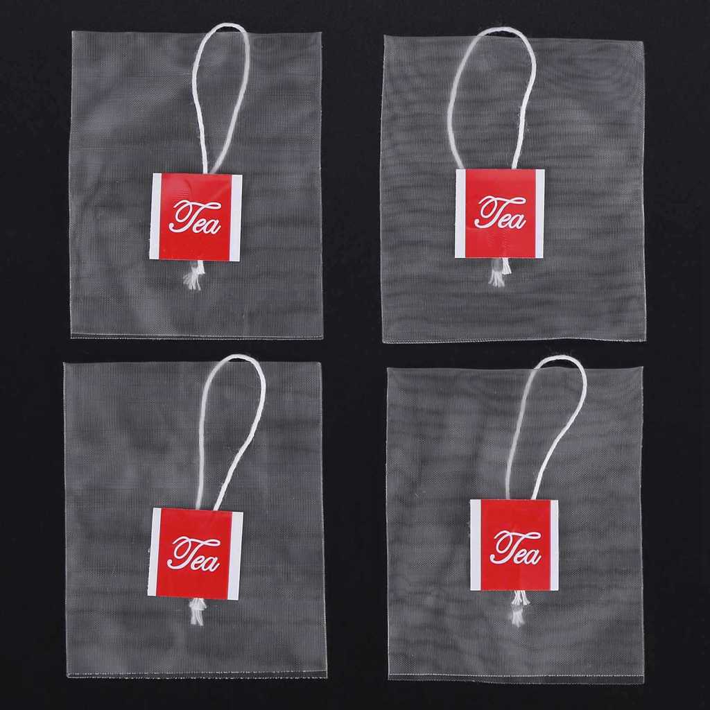 VELIF2000Pcs 55 X 7Cm Pyramid Tea Bag Filter Nylon Tea Bag Single String Label Transparent Empty Tea