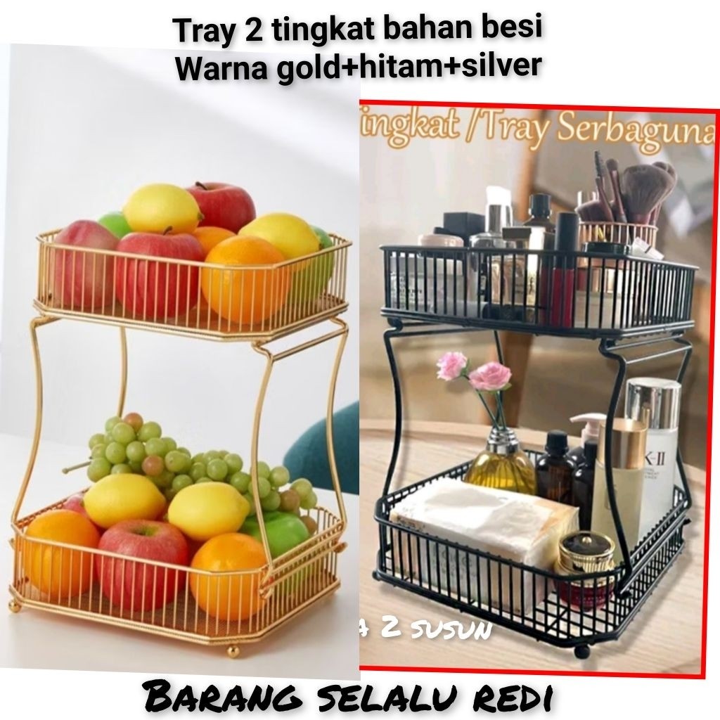 Tray Buah 2 Susun/Keranjang Serbaguna Bahan Besi Co