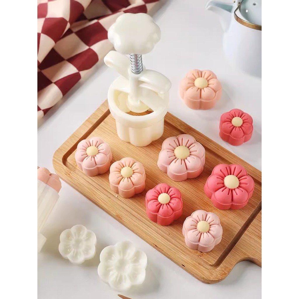 25g 50g Mini Mooncake Hand Pressed Mold Cute Flower Shape Cookie Pastry Stamp Home Y Mung Bean Cake 