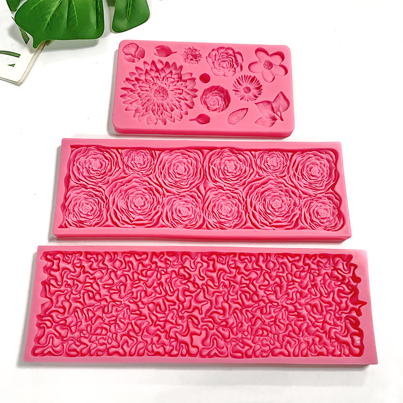 Size sunflower chrysanthemum cherry blossom cake silicone mold font small crepe chocolate cake decor