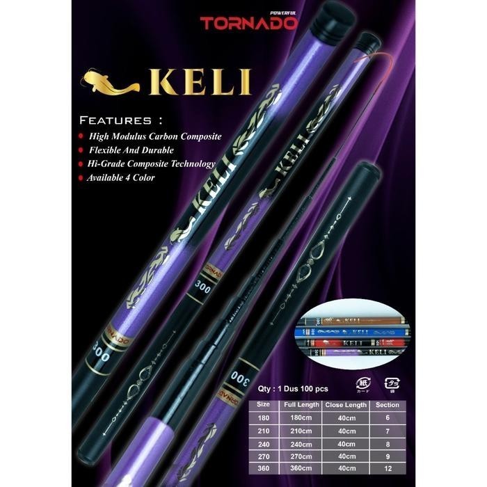 TORNADO Joran Pancing Tegek KELI 180cm - 360cm High Modulus Carbon Composite Blank Ringan Kuat Joran