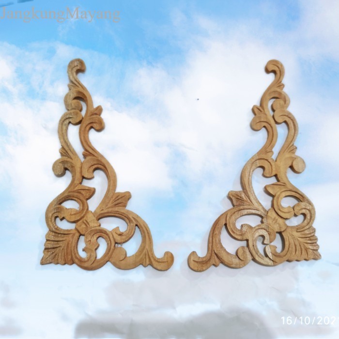 {} Ornamen Ukir Sudut Ukiran Kayu Sudut Ornamen Ukir Tempel Kayu Mahoni murah