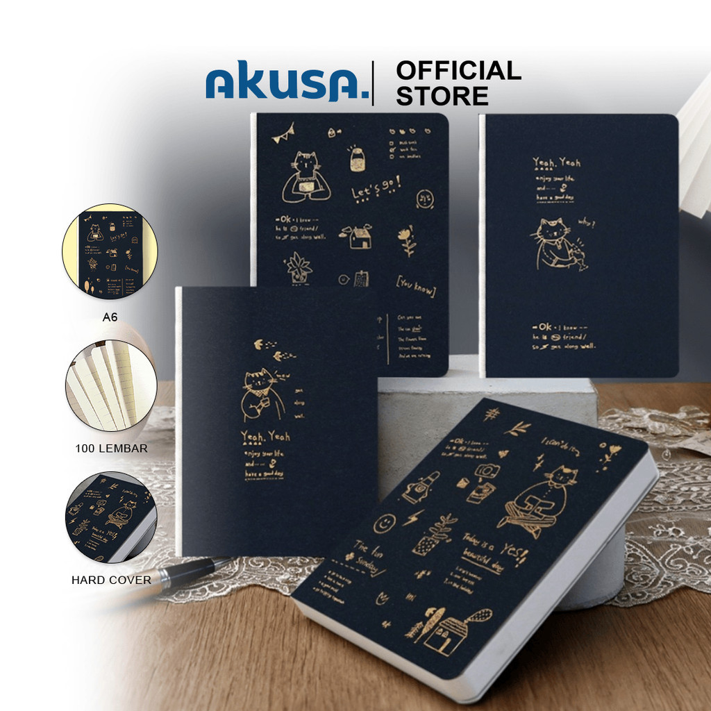 AKUSA A6 Mini Hard Cover Book 100 Lembar Buku Notes Kecil Pocket Book Catatan Jurnal Kertas Tebal Mo