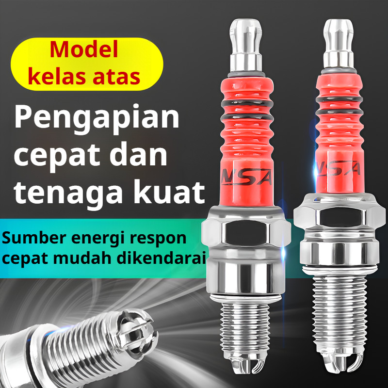 Tahan Lama/Anti Karat Busi Motor 3 Kaki A7TC D8TC Untuk Motor Bebek 110 125cc - Busi Skuter/Spark Pl