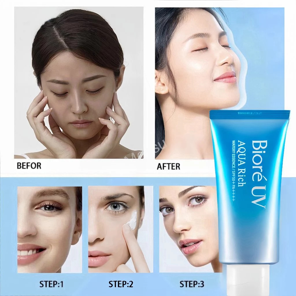 Biore Sunscreen 50 SPF PA ++++ 70g / Biore Moisturizing UV Aqua Rich Sunscreen / Waterproof Sunscree