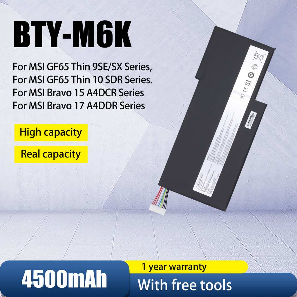 Original  quality M6K Laptop Battery for MSI MS-17B4 MS-16K3 GF63 Thin 8RD 8RC GF75 Thin 3RD 8RC 9SC