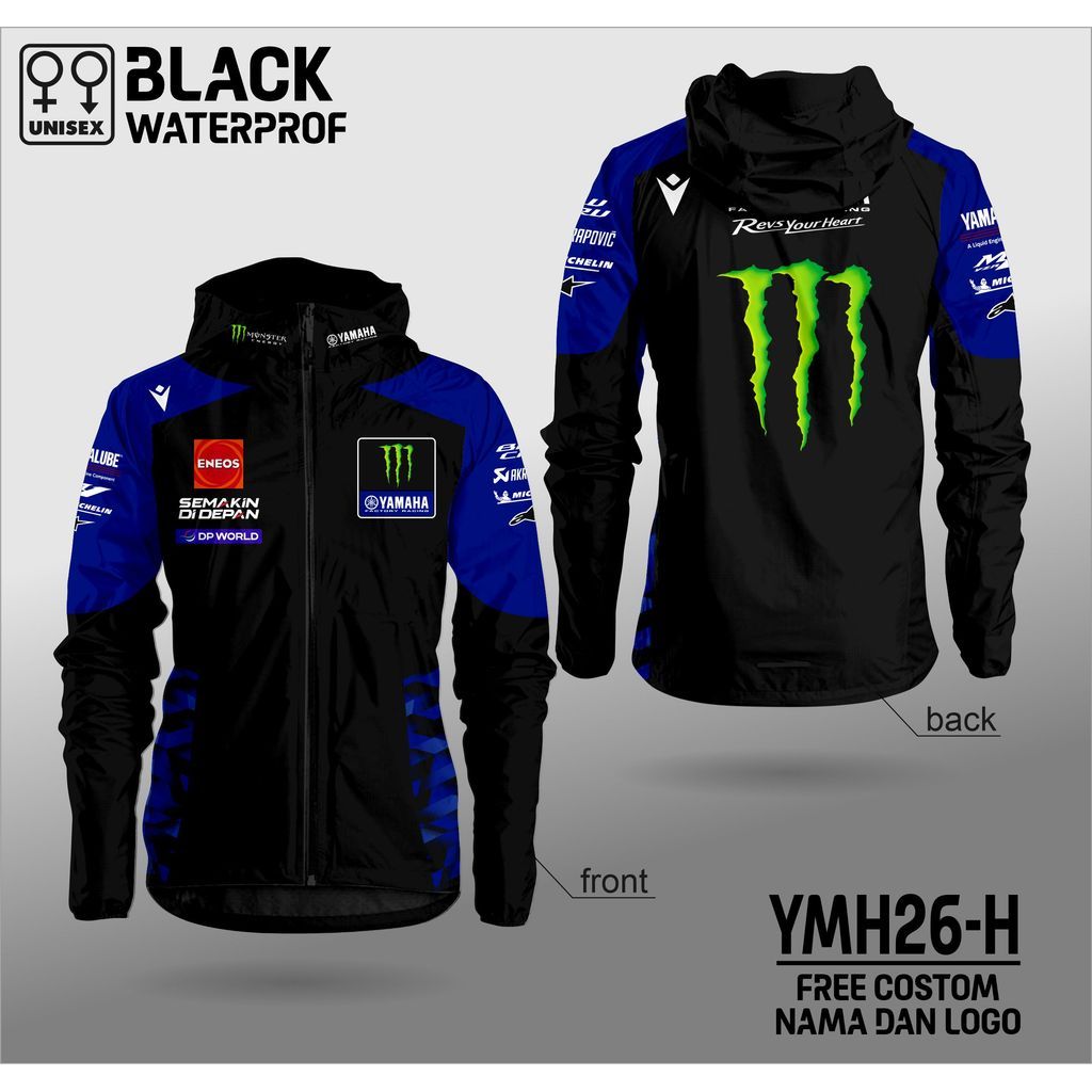 jaket waterproof crew team yamaha monster motogp 2026 jaket anti air YMH26-H