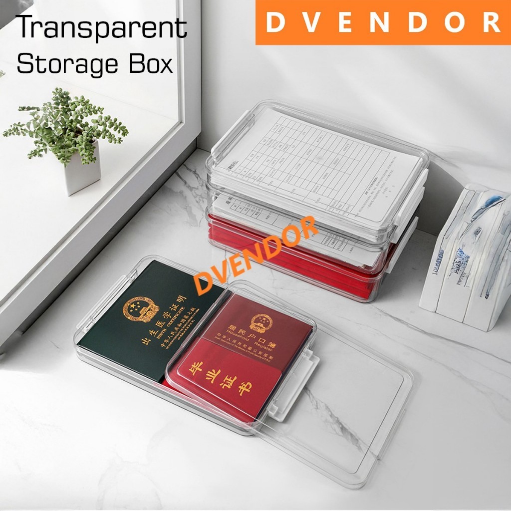 [DVENDORTOOL] Kotak Penyimpanan Dokumen Hardcase A4 | Storage Plastic Tray Holder Transparent Clear 