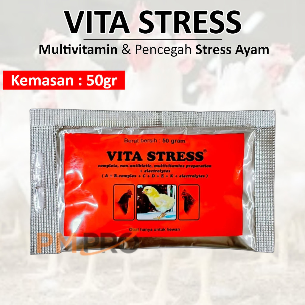 Vita Stress Medion 50gr Obat Multivitamin Anti Stres Untuk Unggas Doc Ayam Bebek Sakit