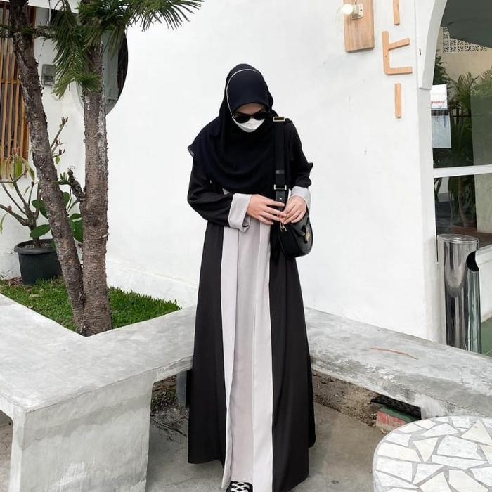 ABAYA PALING BEST SELLER-ABAYA KANIA SILVER-abaya hitam-abaya remaja aesthetic-gamis hitam-abaya hit