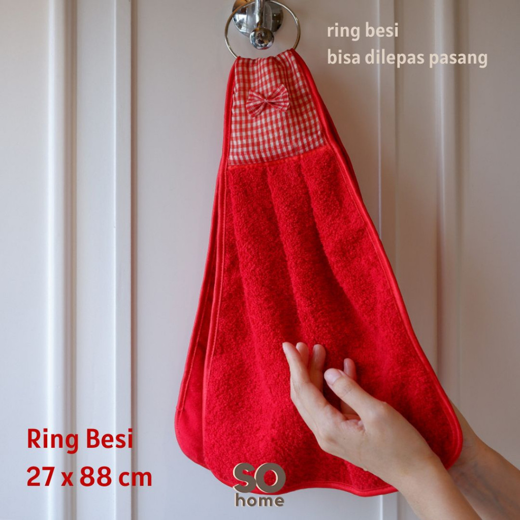 IkalStore -  Lap Tangan Handuk Serbet Tangan Gantung Merah Lap Handuk Tebal Halus