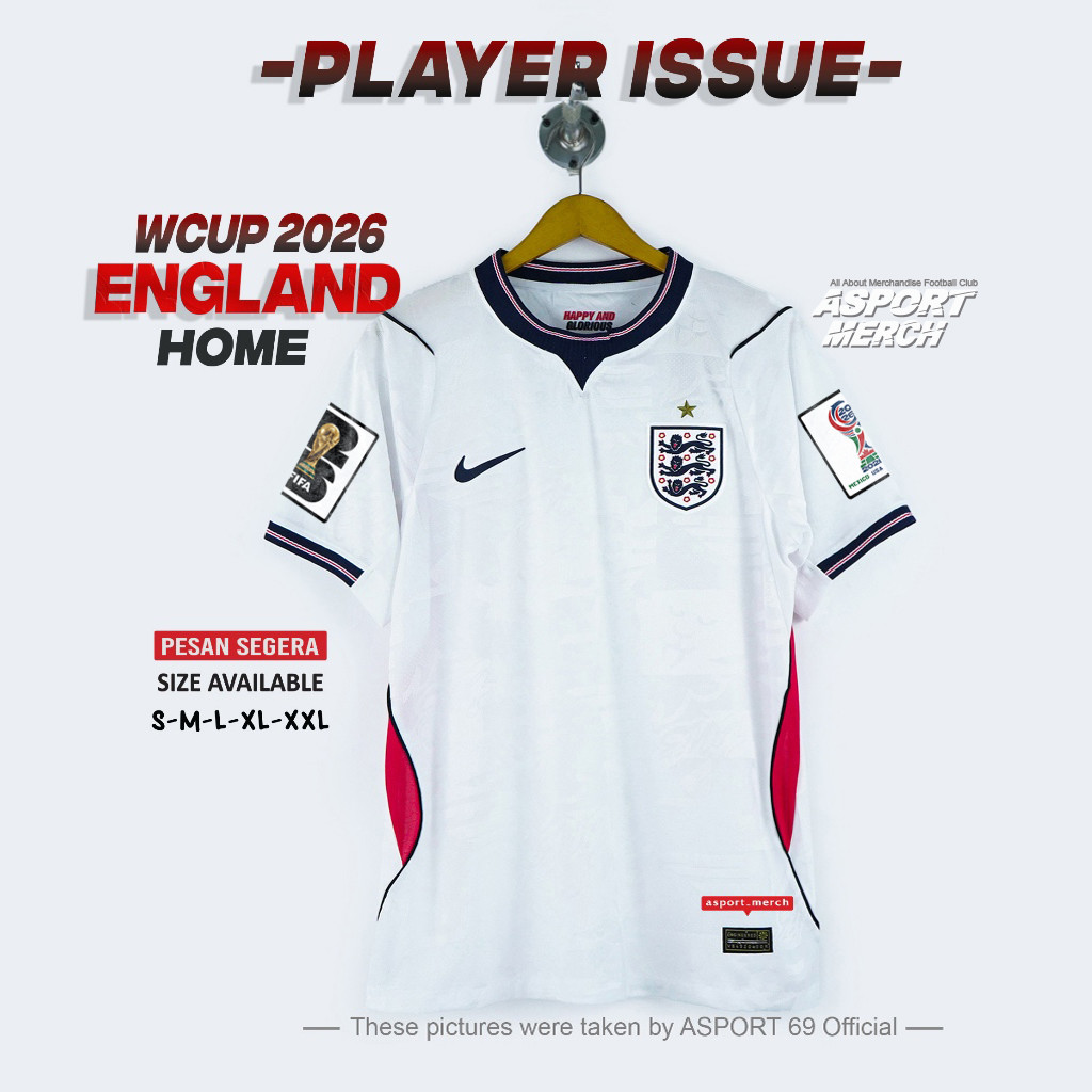 ASPORT [PLAYER ISSUE] Jersey Bola INGGRIS HOME WORLD CUP 2026 White PI - Baju Bola ENGL4ND HOME PIAL