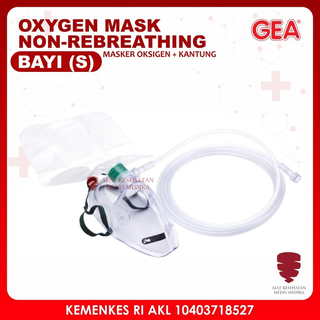 Masker Oksigen Non Rebreathing GEA Baby Oxygen Mask Kantong Bayi