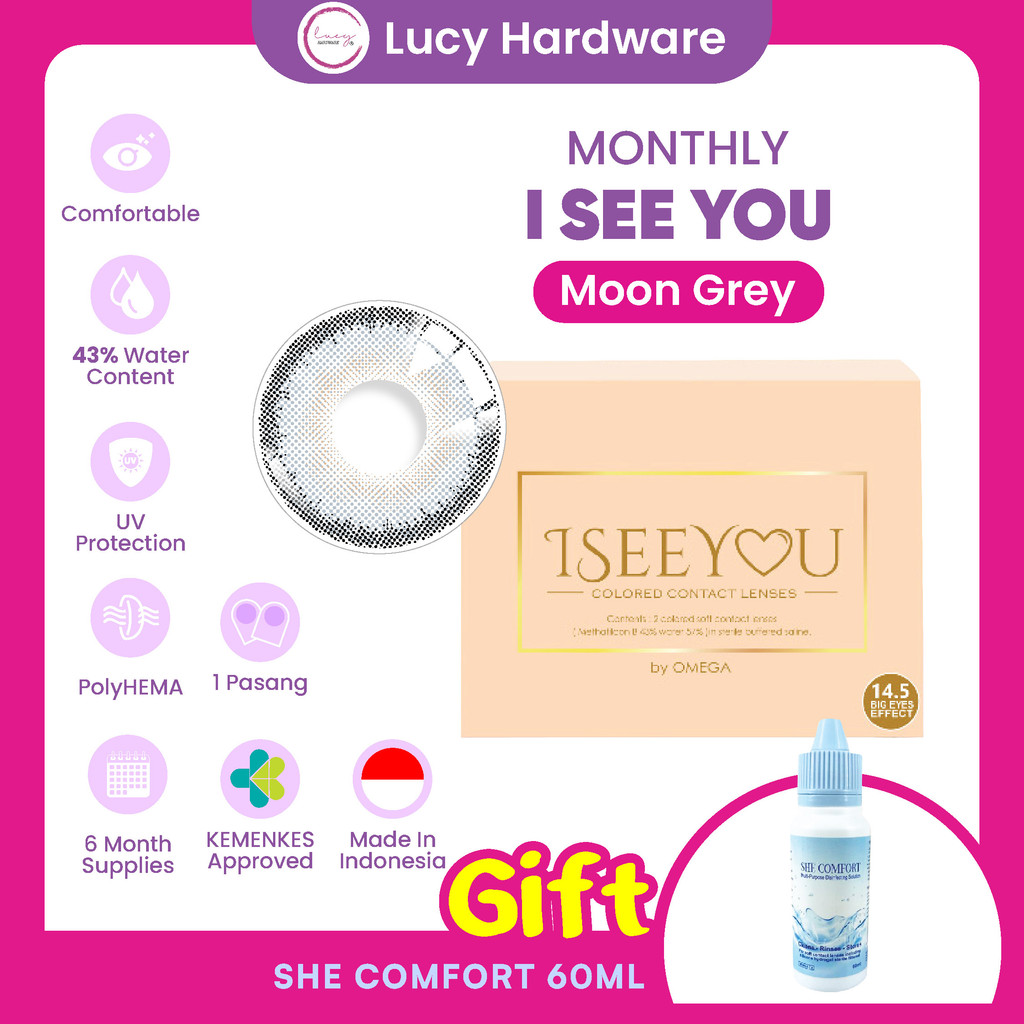 CLEARANCE SALE I See You Moon Grey Bulanan Softlens Warna