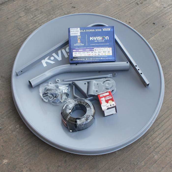 Paket Fullset Parabola Mini K-vision 75 cm, Lnb, kabel dan Receiver K2000