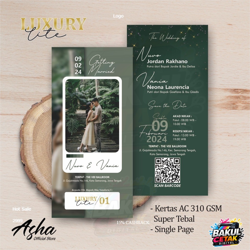 Cetak Undangan Pernikahan Custom Luxury Lite Aesthetic Gopek Colour Murah Mewah Elegan High Quality