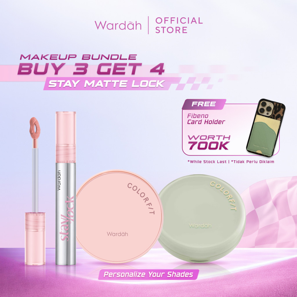 WARDAH Stay Matte Lock - Staylock Lip Matte + Colorfit 5D Blur Cloud Cushion + Colorfit HD Blurify L