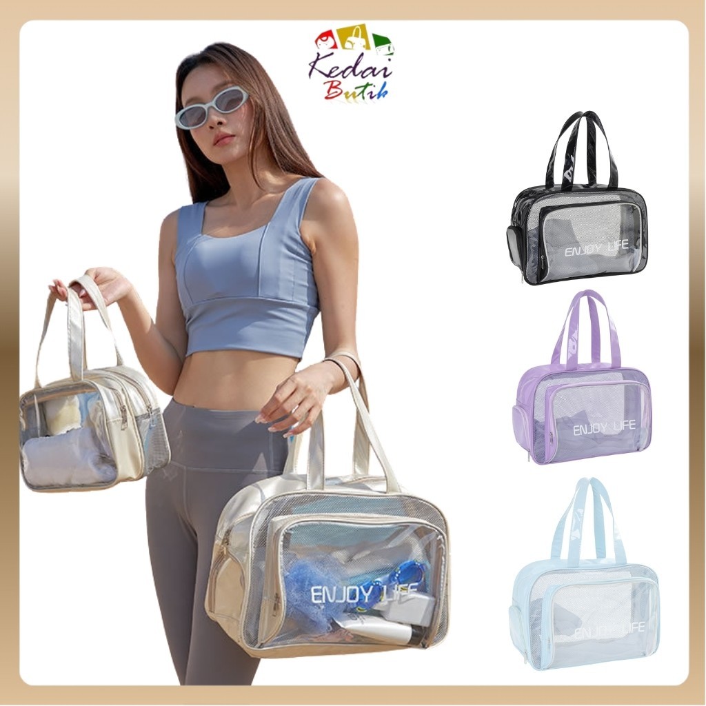 V GLOW - Tas Kosmetik Washbag Toiletry - Pouch Make-Up Travel Transparan Waterproof