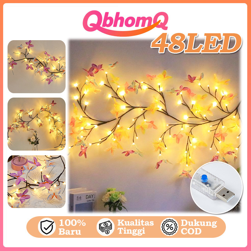 QbhomQ Lampu LED Kupu-Kupu DIY Lampu Pohon Warna-Warni Lampu Akar Berkupu-Kupu Lampu Dekorasi Dindin