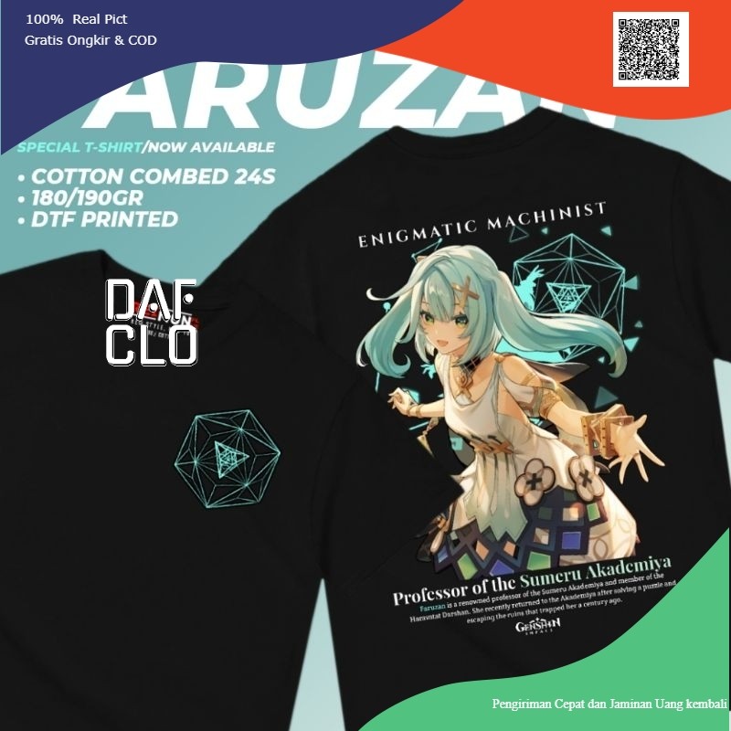 T-Shirt / Kaos Baju Game Faruzan Genshin Impact d1