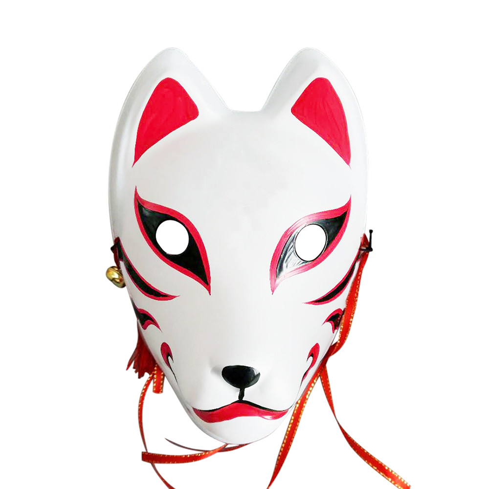 Hand-Painted Full Face Mask Demon Kitsune Cosplay PVC Masquerade Halloween Cartoon aracter Mask In S