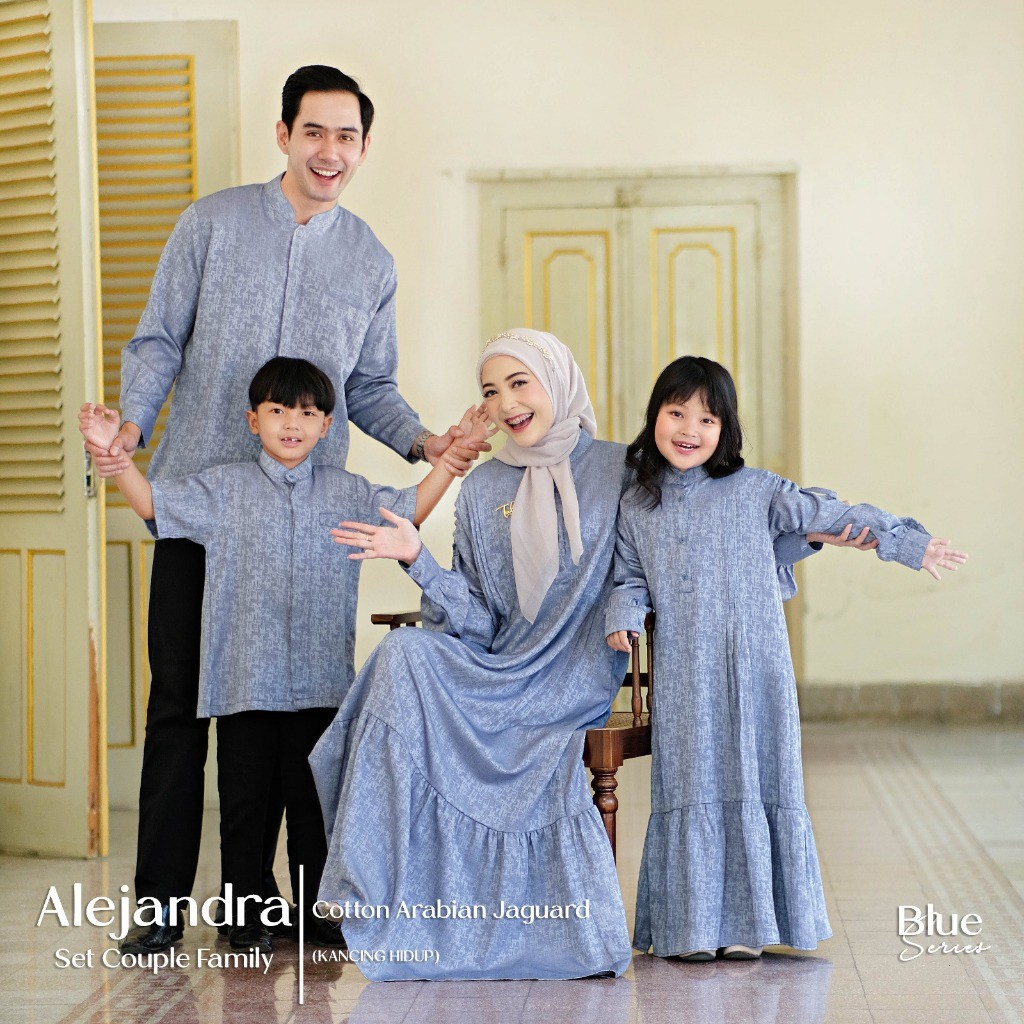 TERMURAH Alejandra Set Couple Dress Kurta Muslim Cotton Arabian Jacquard Motif Batik Gamis Koko Baju