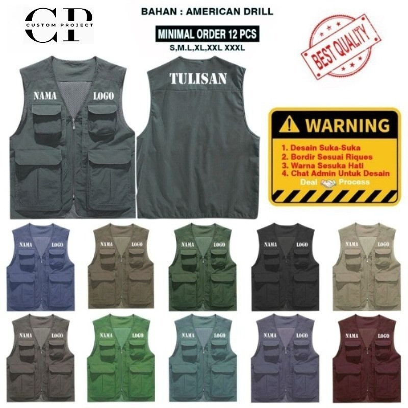 Rompi Custom Bordir / Rompi Lapangan / Rompi Kantor / Rompi Bordir suka suka / Rompi Bordir Satuan C