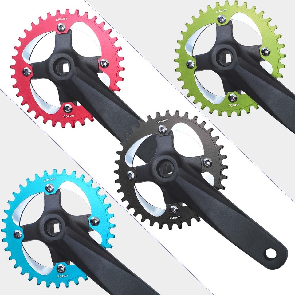 Bicycle Square Hole Sprocket 104BCD 152mm/165mm/170mm Crank Arms 32/34/36/38/40/42T Narrow Wide Chai