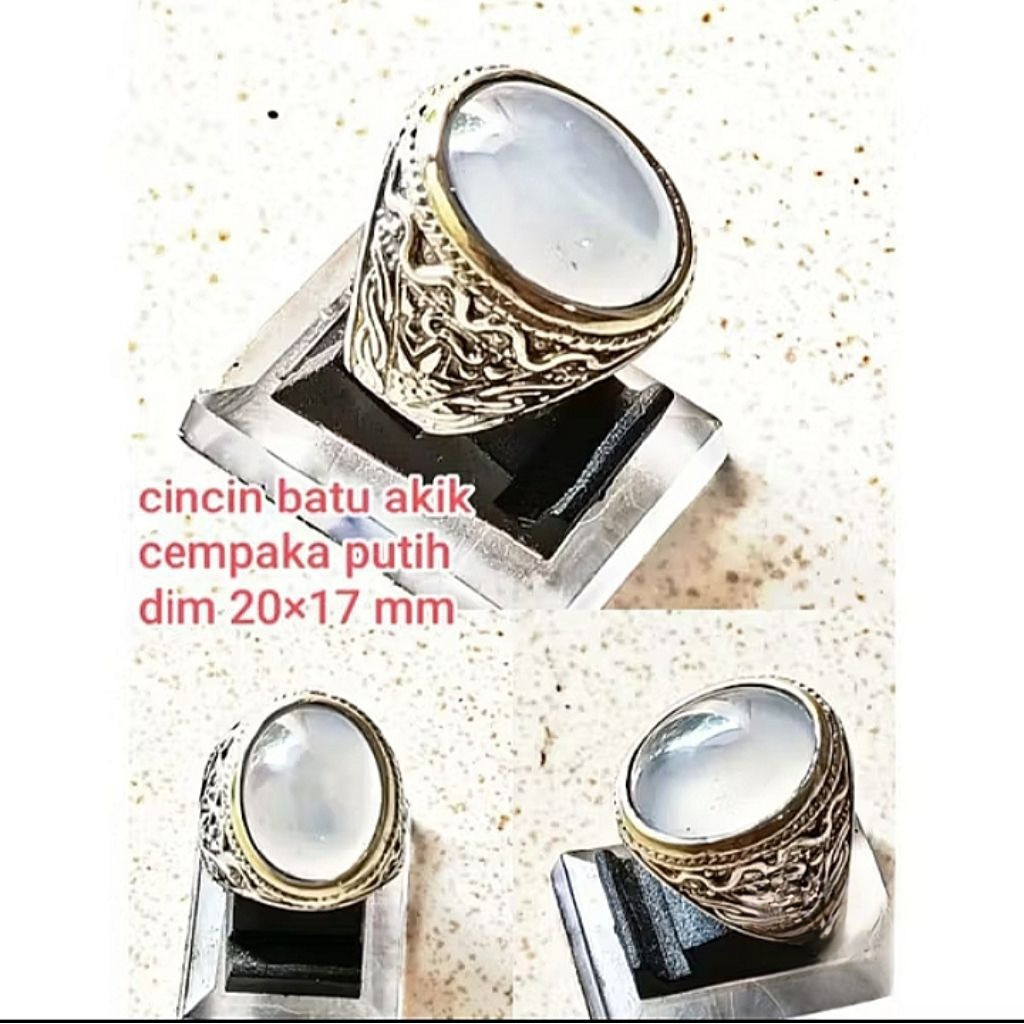 CINCIN BATU AKIK CEMPAKA PUTIH CRYSTAL