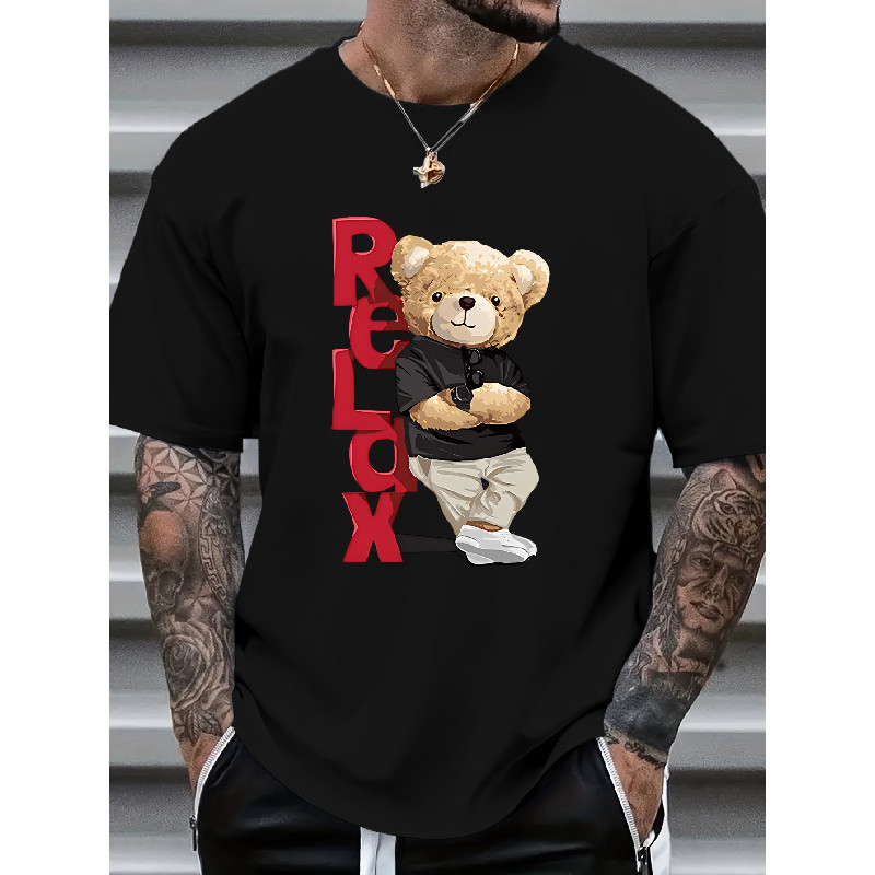 Kaos Pria "Boneka Beruang" - Potongan True Shoulder, Sablon Trendy & Nyaman