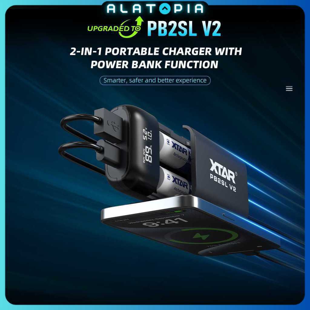 XTAR Charger Baterai 2 Slot 18650 21700 Li-Ion Power Bank LCD Display - PB2SL V2