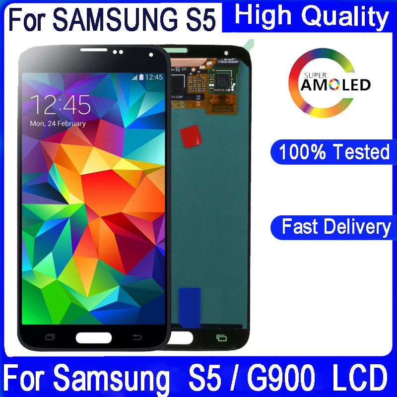 5.1" Super AMOLED LCD Display For SAMSUNG S5 i9600 G900 G900F G900M G900H LCD Touch Screen Digitizer