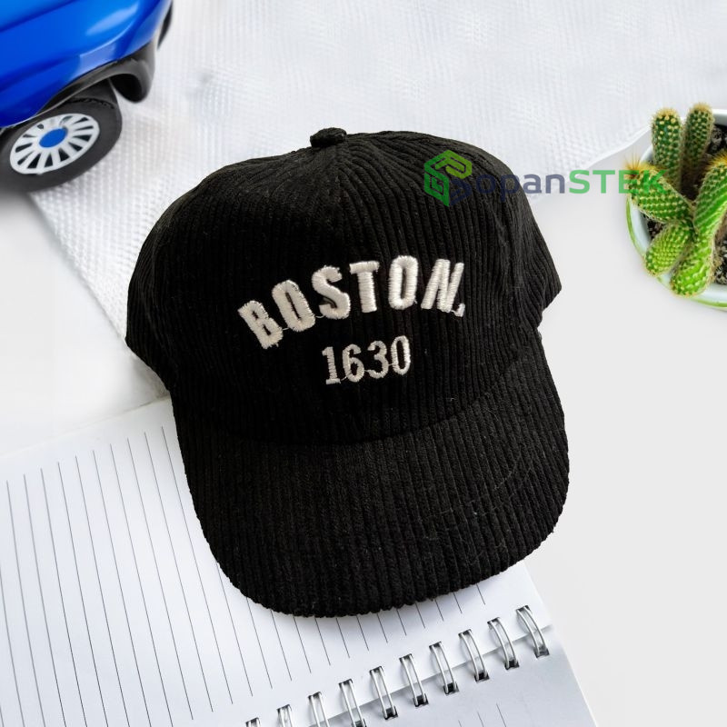 Sopanstek - Topi Baseball Corduroy Anak Usia 1-5 Tahun Boston Bordir / Topi Baseball Anak Laki-Laki