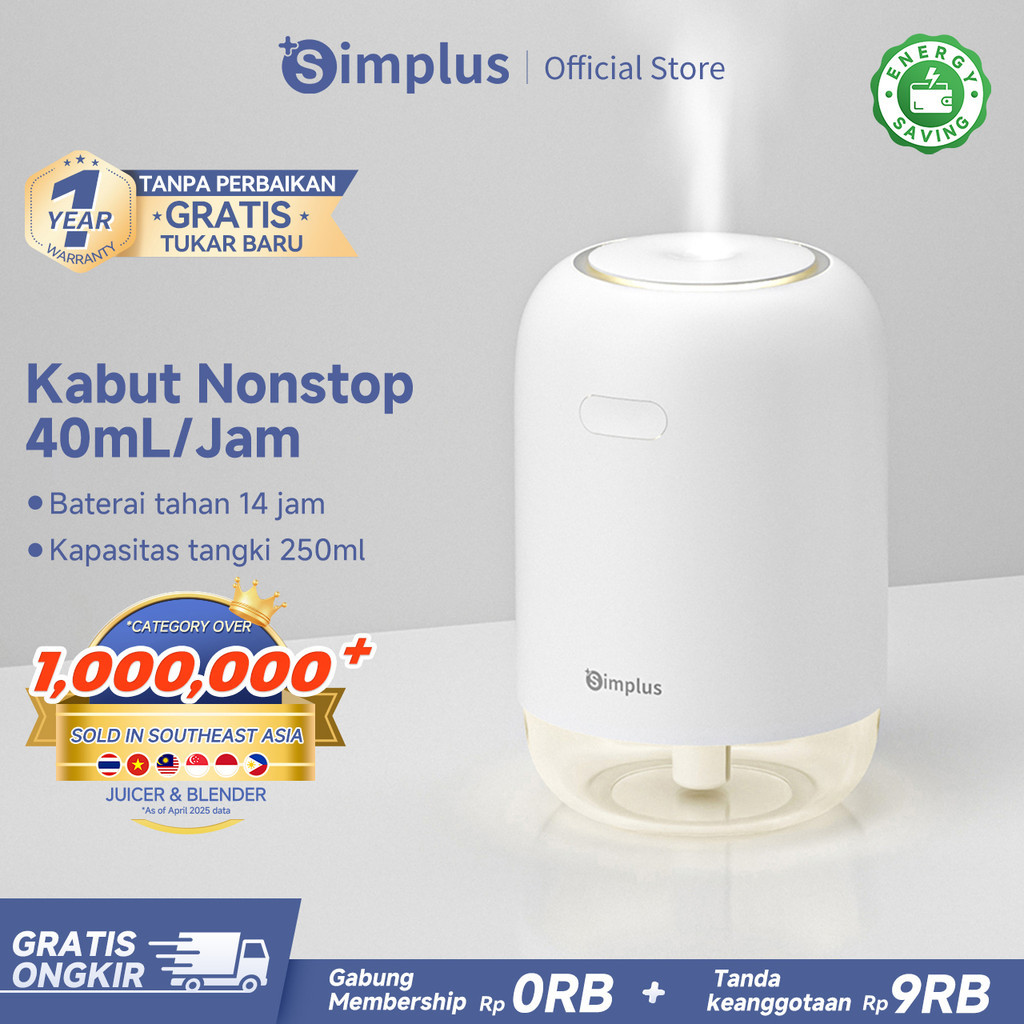 (cherilynody) Simplus Humidifier Rumahan Mobil Meja Tanpa Kabel Portabel Kapasitas 250ml Daya Batera