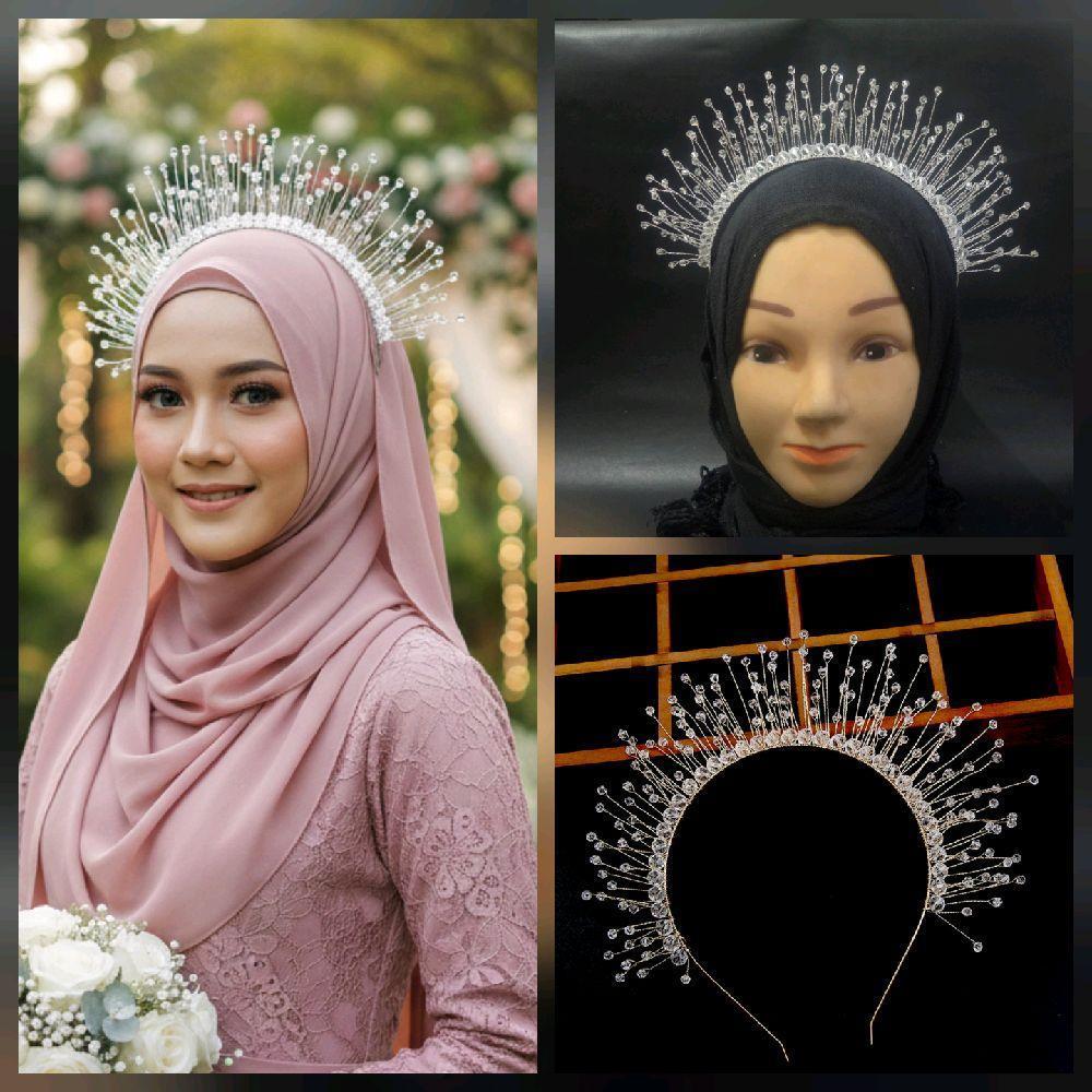 (Mecca hobert) [HP98] Mahkota Bando Kristal Headpiece Pengantin Hijab