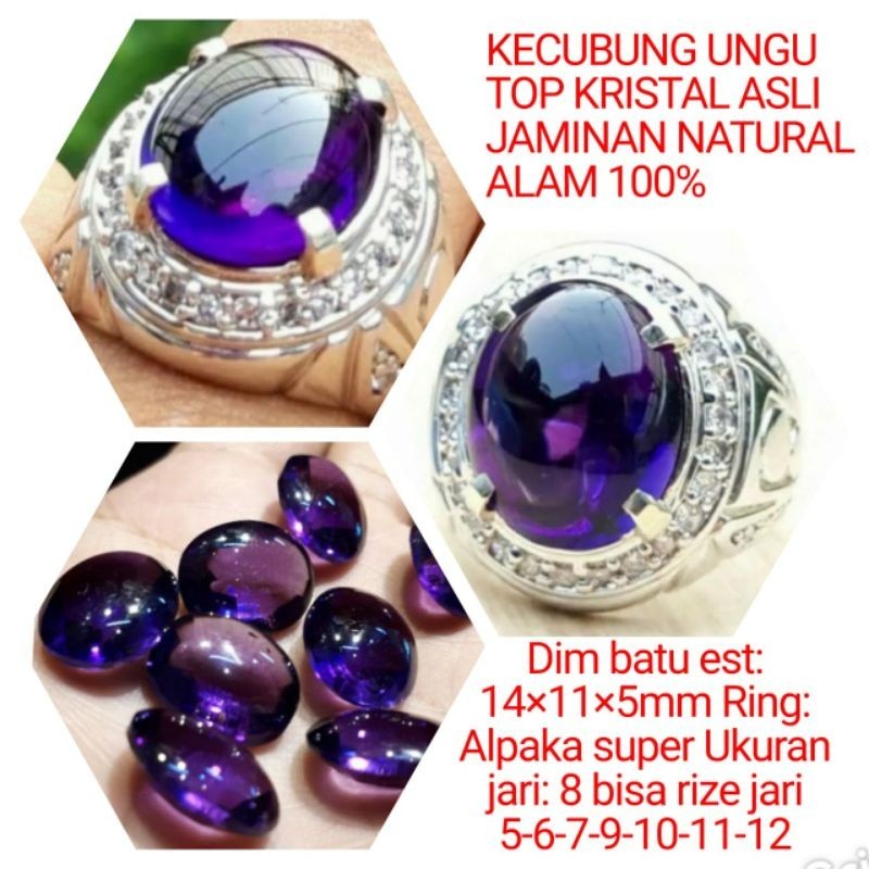 CINCIN BATU KECUBUNG TOP KRISTAL ASLI NATURAL 100%