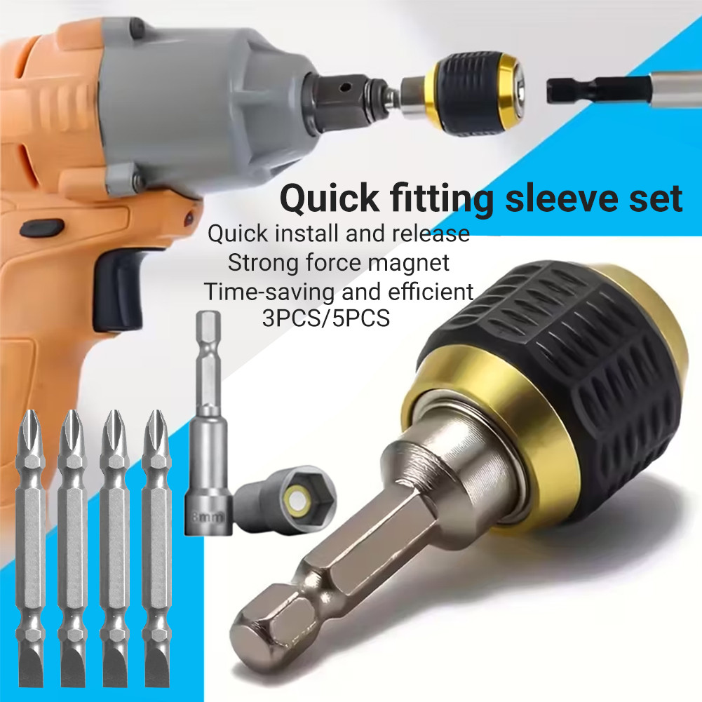 5pcs Tanda Bor Tanpa Kunci Hexagonal, 3pcs Mata Obeng Magnet, Mata Kunci Roofing 8mm