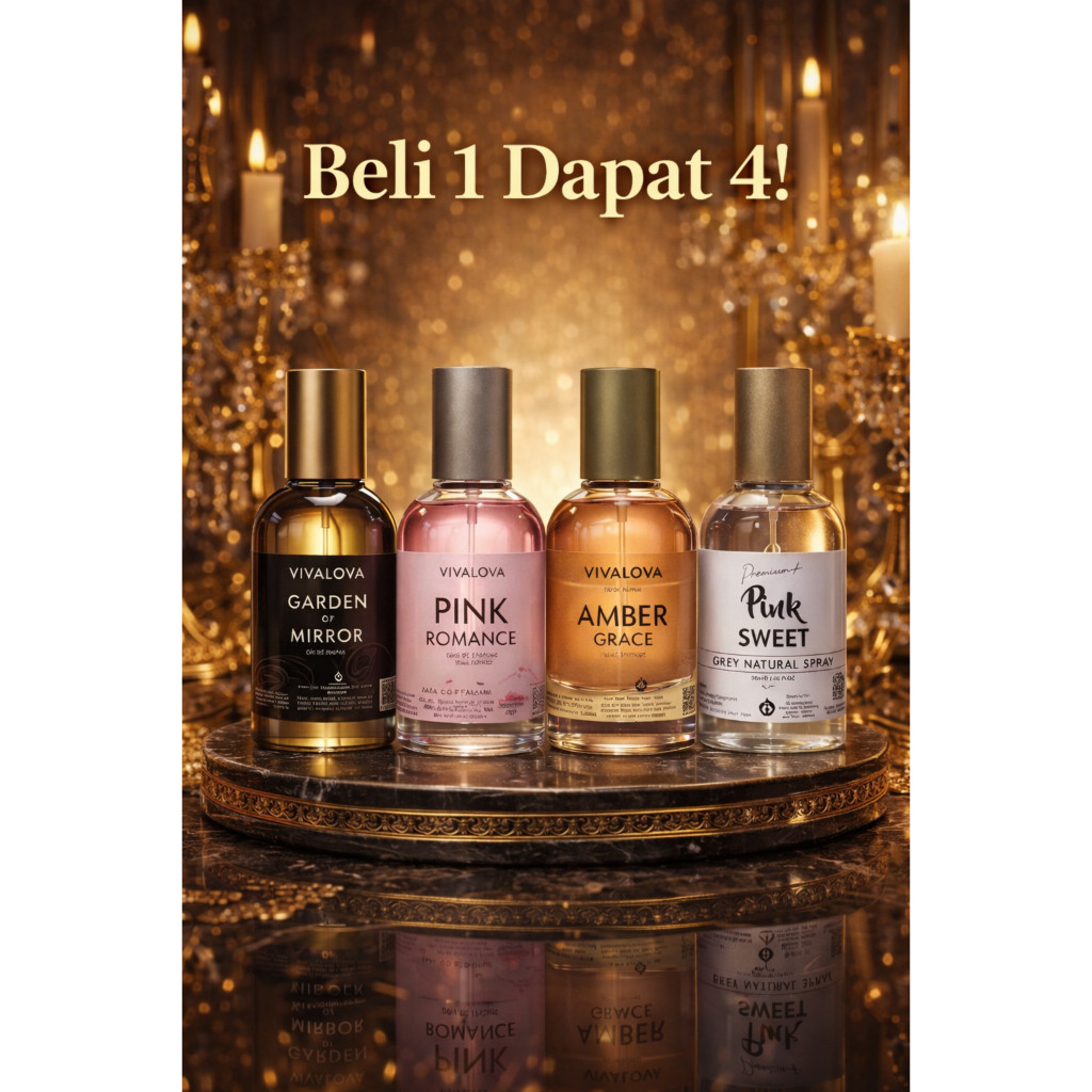[FUKU] BPOM Beli 1 Dapat 4 Parfum Amber Grace Pink Romance Pink Sweet Parfum Garden Of Mirror Tahan 